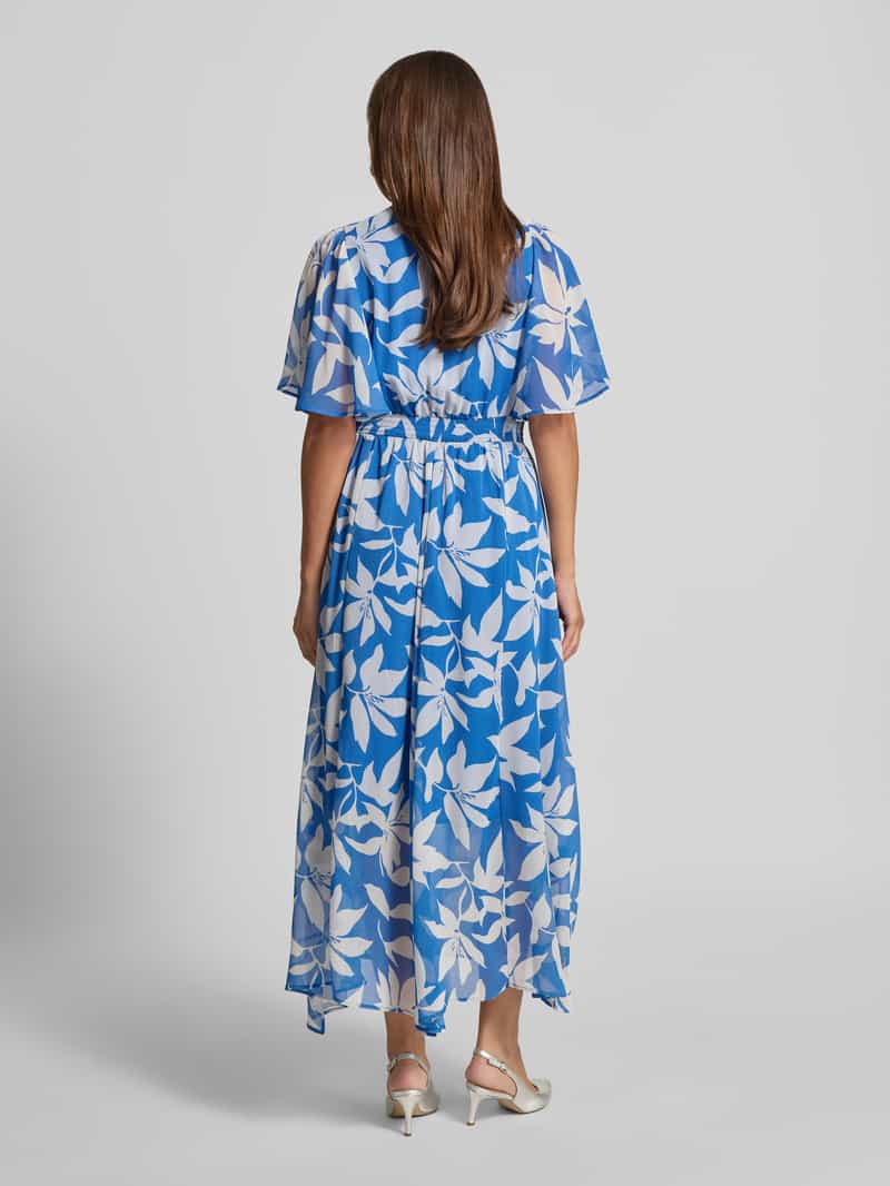 S.Oliver Getailleerde chiffonjurk met all-over motief koningsblauw, foto 2