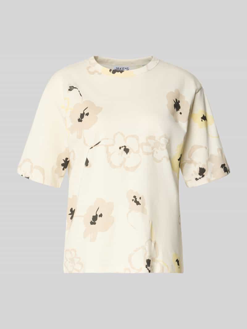 T-shirt in all-over look met ronde hals