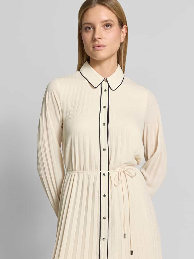 Comma regular fit midi-jurk in plooien-look offwhite, foto 4