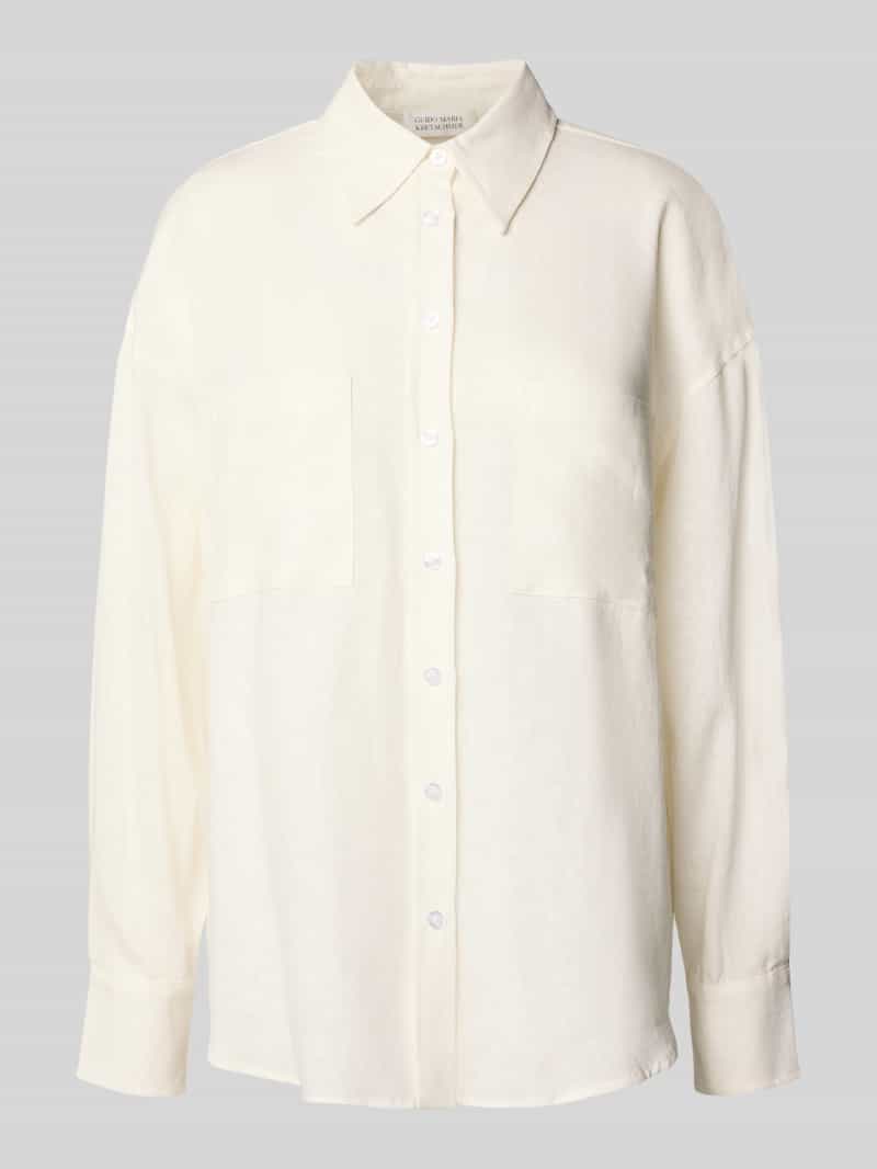 GUIDO MARIA KRETSCHMER WOMAN Slim fit linnen blouse met overhemdkraag model 'SHIRIN'