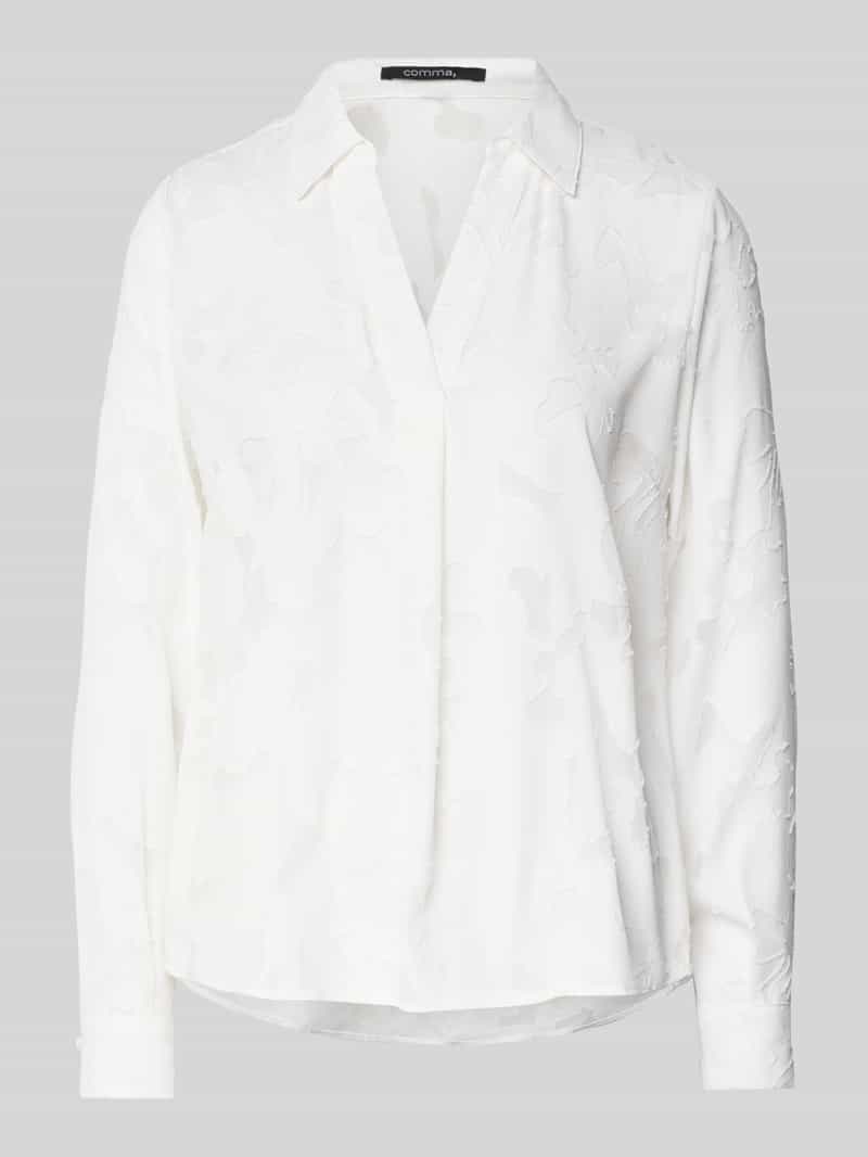 comma Regular fit blouse met platte kraag en V-hals