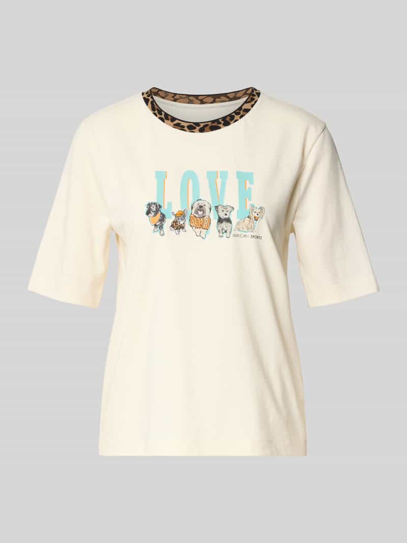 Marc Cain T-shirt met geribde ronde hals