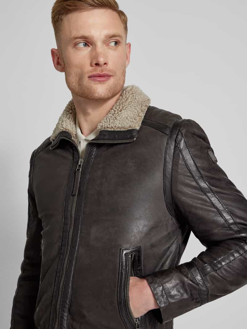 gipsy Leren jack met ritszakken model 'MANCHORAGE'