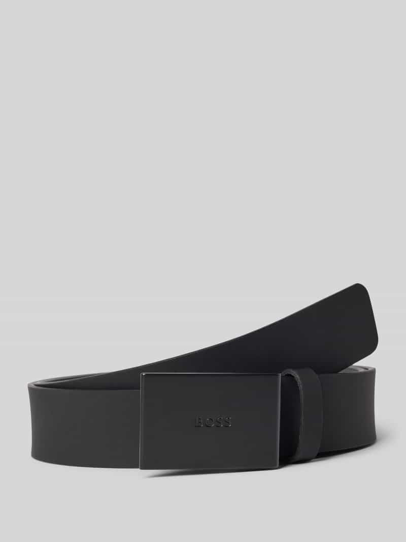 Boss Leren riem met label in reliëf, model 'Tion'