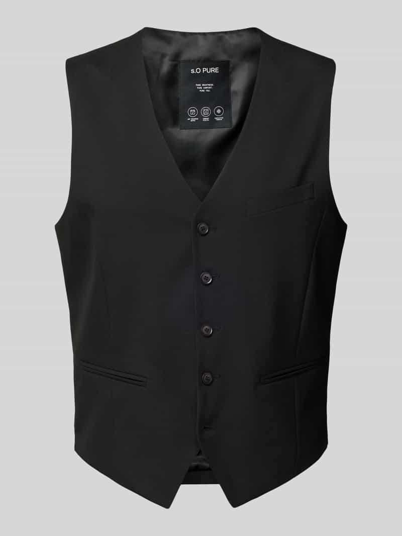 s.Oliver BLACK LABEL Slim fit gilet met korte splitjes opzij model 'S.O PURE'