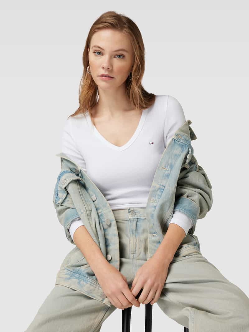 Tommy Jeans Shirt met lange mouwen en labelstitching