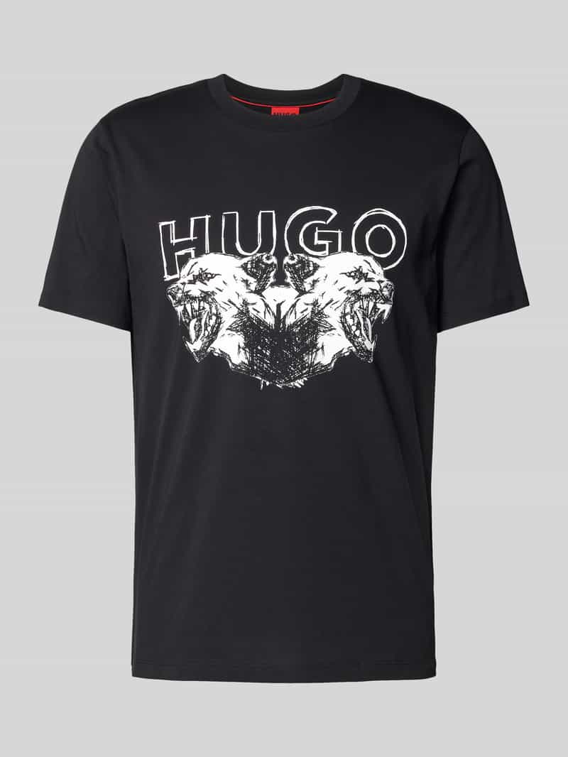 HUGO T-shirt met label- en motiefprint model 'Durro'