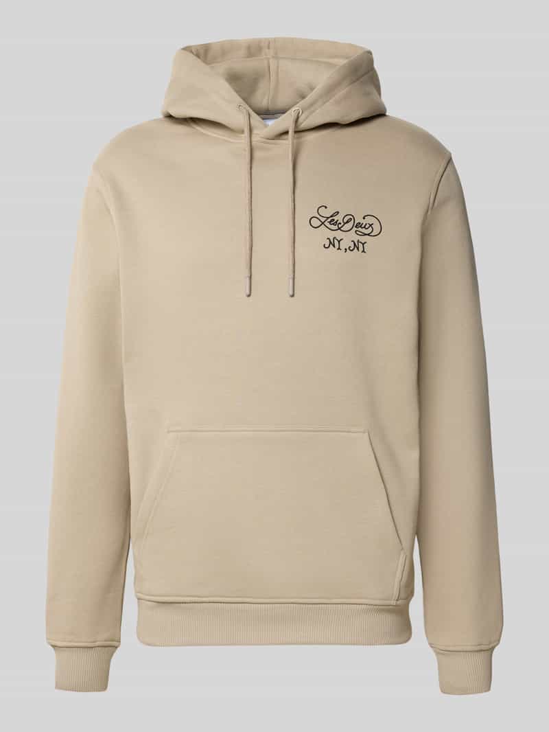 Les Deux Hoodie met labelprint en kangoeroezak