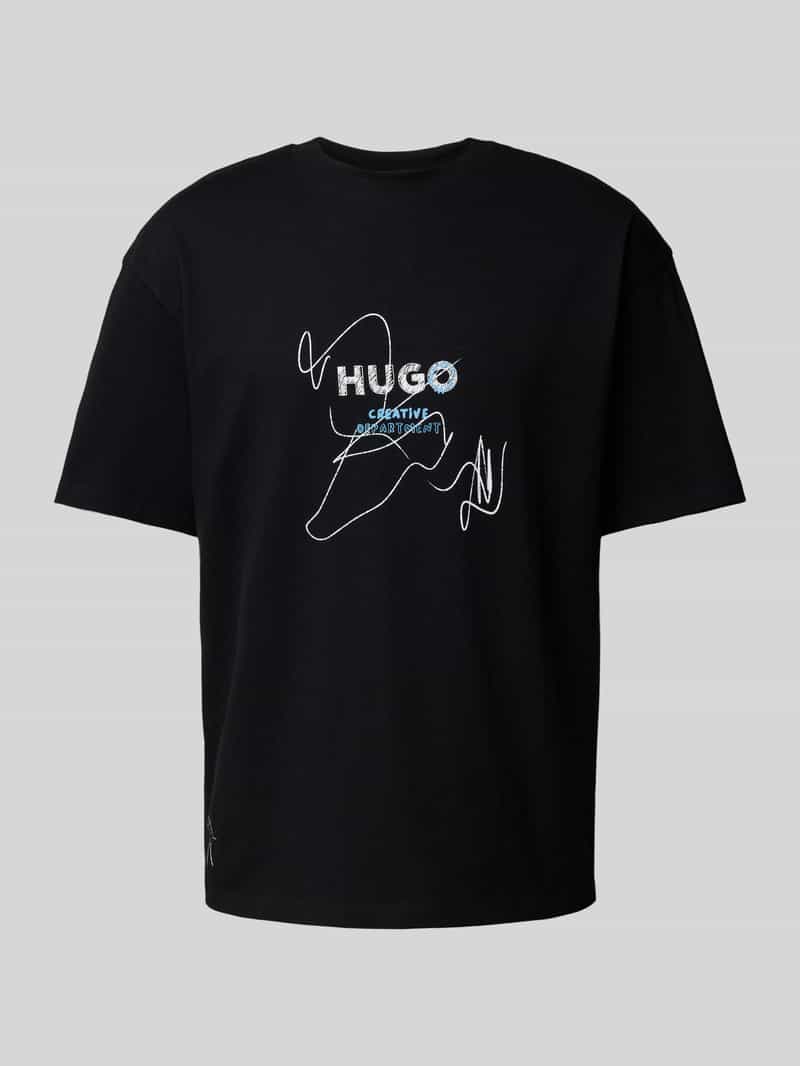 Hugo Blue Oversized T-shirt van viscose model 'Nabion'