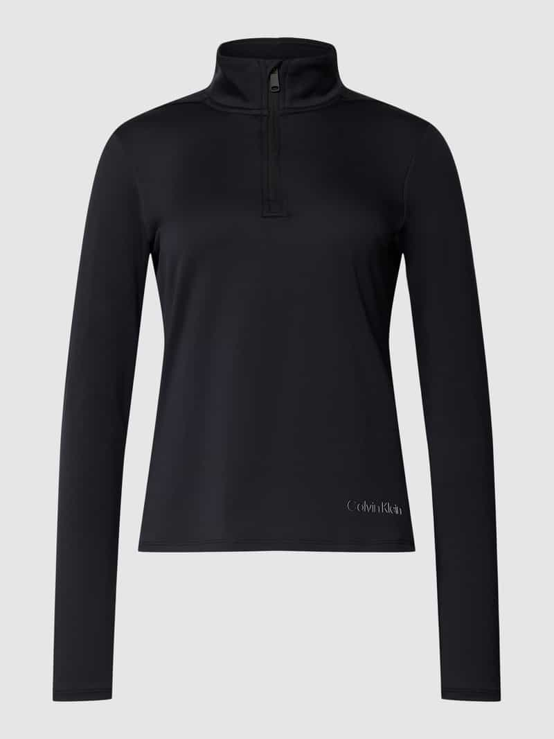 Calvin Klein Performance Shirt met lange mouwen, opstaande kraag en ritssluiting