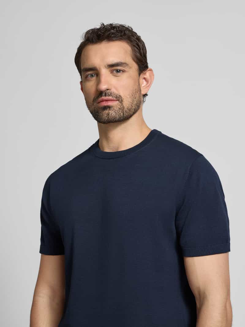 Christian Berg Men T-shirt met geribde ronde hals