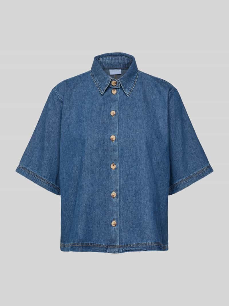 Jake*s Collection Relaxed fit jeansblouse met knoopsluiting