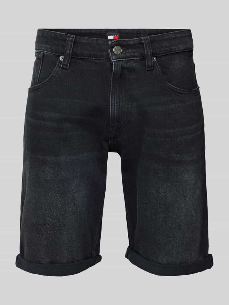 Tommy Jeans Slim fit korte jeans met labelstitching model 'RONNIE'