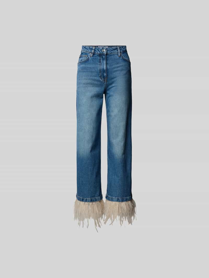Straight fit jeans met veren