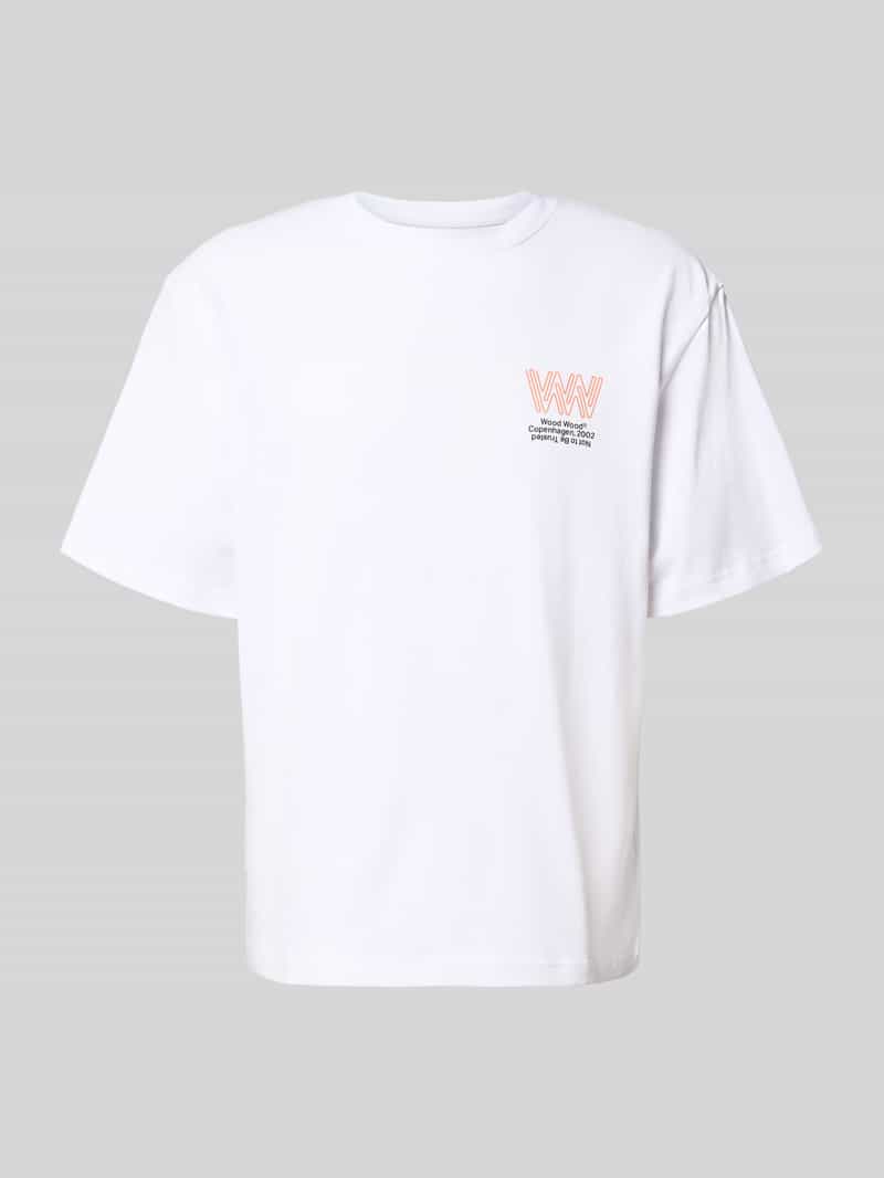 Wood T-shirt met labelprint model 'Gary'