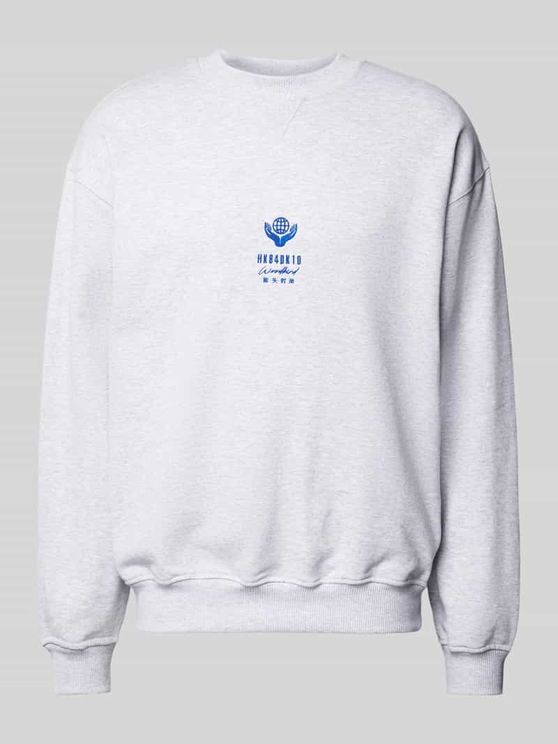 WOODBIRD Sweatshirt met labelstitching model 'CANE'