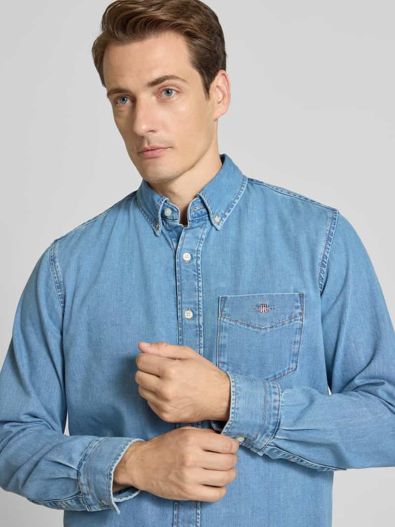 Gant Regular fit jeansoverhemd met borstzak