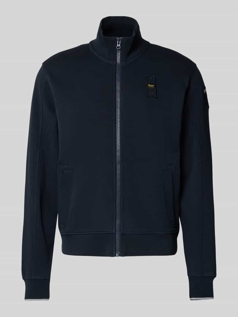 Blauer Usa Sweatjack met opstaande kraag en labelstitching model 'CITY'