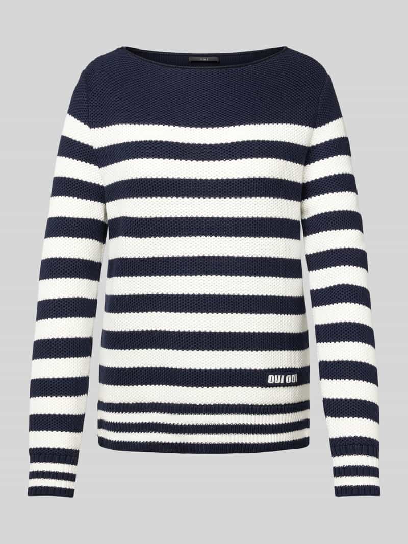 Oui Gebreide pullover met labeldetail