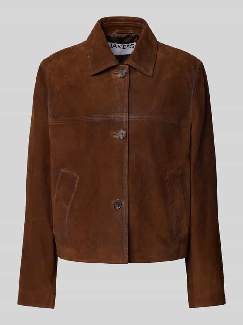 Jake*s Collection Leren jack met steekzakken
