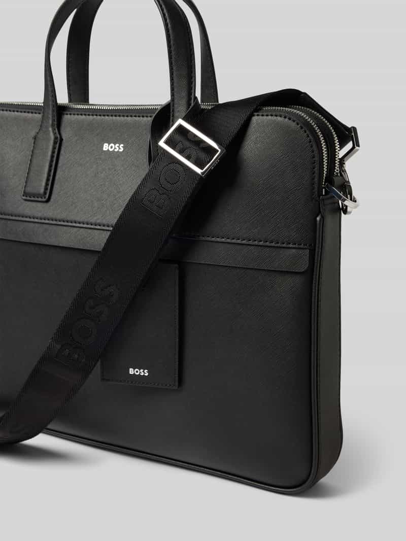 Boss Handtas met labelprint model 'Zair_Double Doc Case'