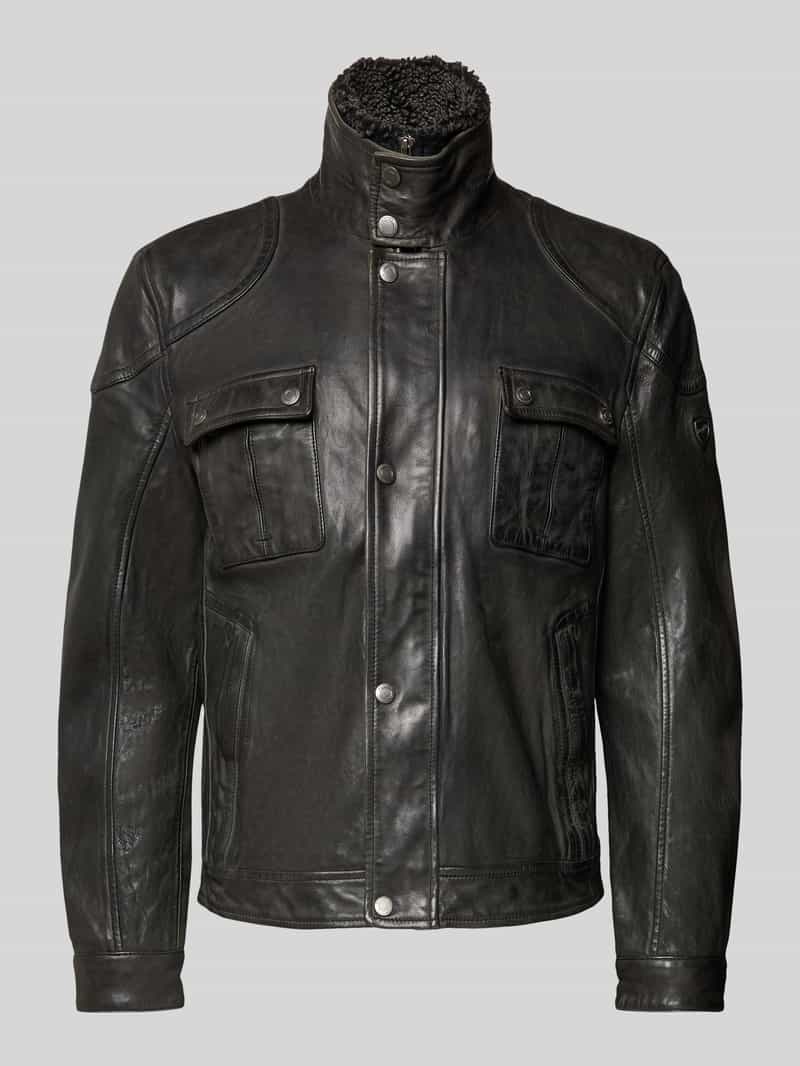 gipsy Leren jack met opstaande kraag model 'GARRECK'