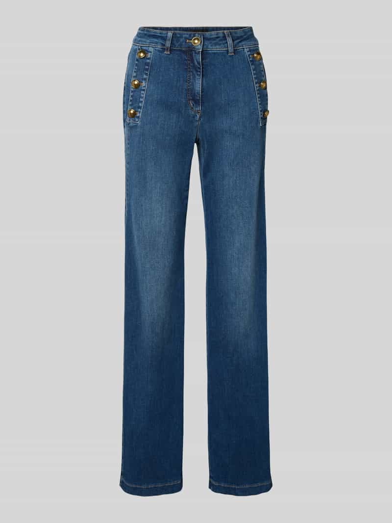 LUISA CERANO Flared cut jeans met knopen en achterzakken