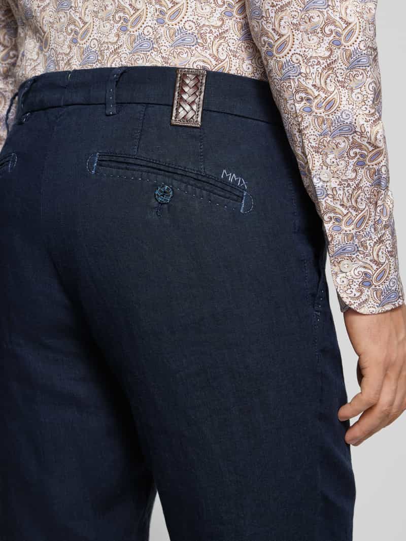 Mmx Regular fit linnen broek met riemlussen model 'LYNX'