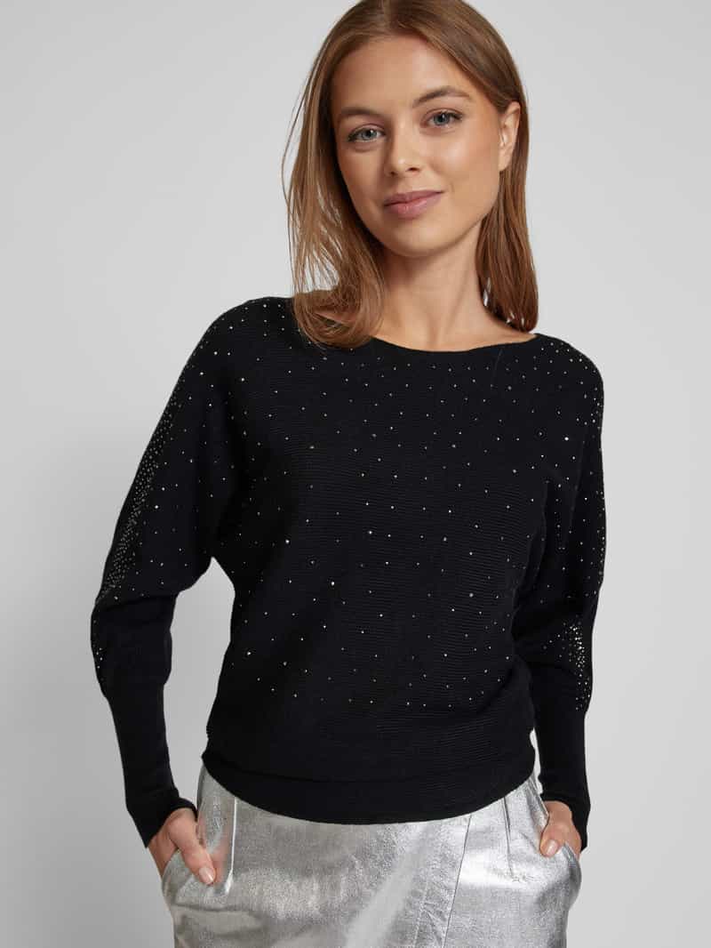 Apricot Gebreide pullover met siersteentjes
