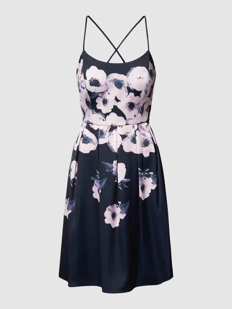 Knielange cocktailjurk met bloemenprint V.M.