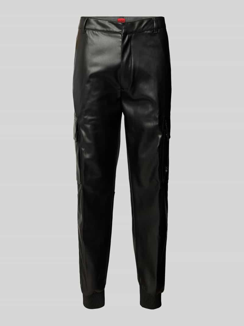 HUGO Regular fit cargobroek in leerlook model 'Geza'