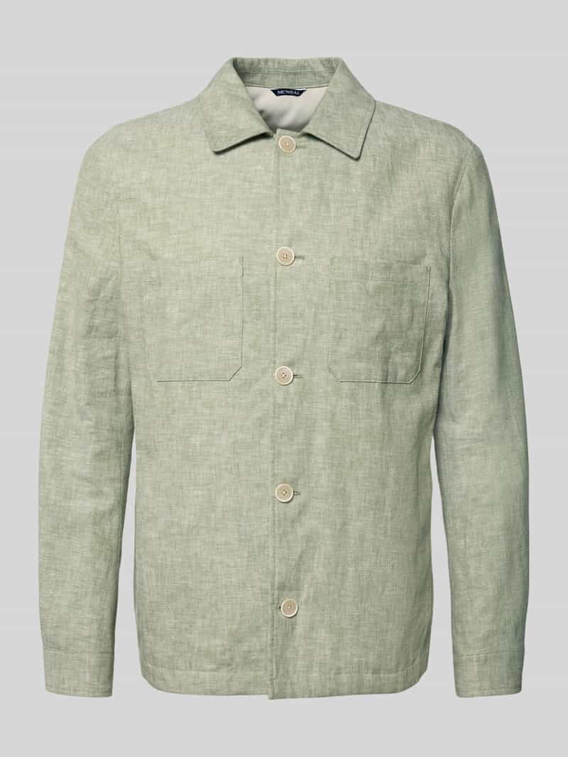 relaxed fit overshirt van linnenmix met kentkraag