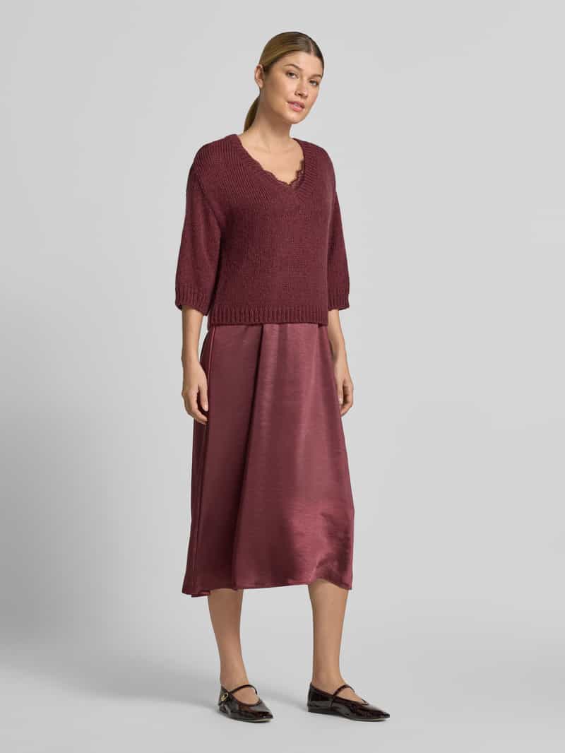 ROBE LÉGÈRE Flatteus vrijetijdsjurk met kant bordeaux, foto 5