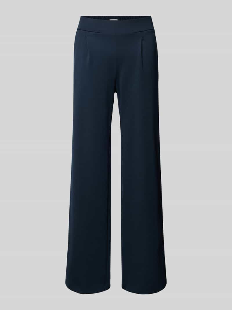 b.Young Wide leg stoffen broek in zwart met bandplooien model 'Rizetta'