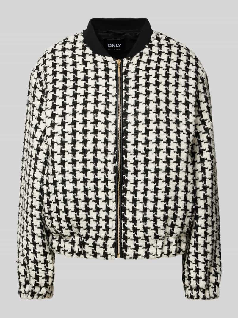 Only Comfort fit collegejack van bouclé in pied-de-poule-motief model 'FLORANCE LIFE'