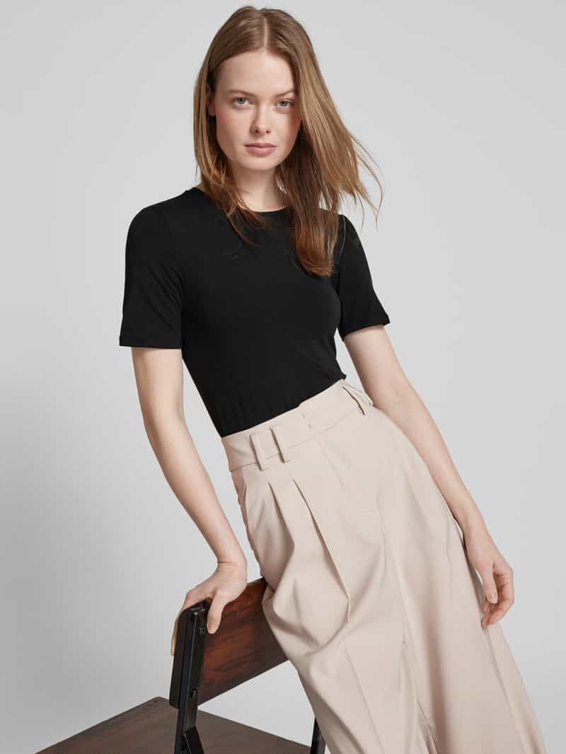 MSCH Copenhagen T-shirt met geribde ronde hals model 'Betrina'