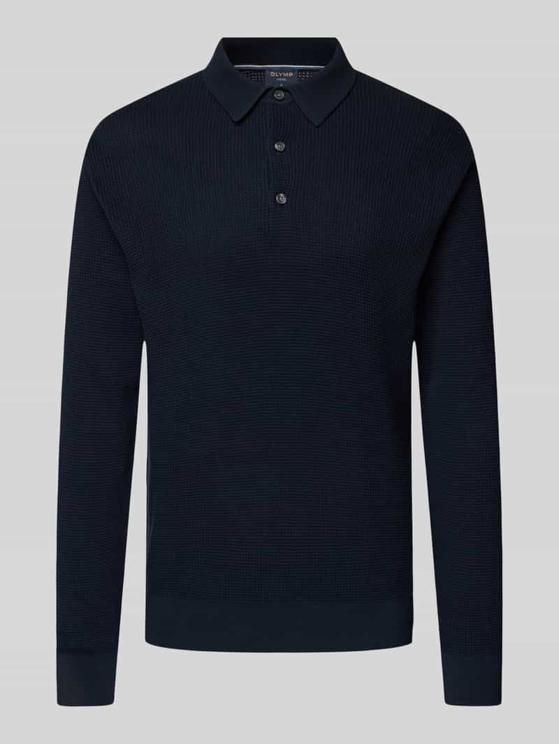 OLYMP Level Five Slim fit gebreide pullover met polokraag van katoen