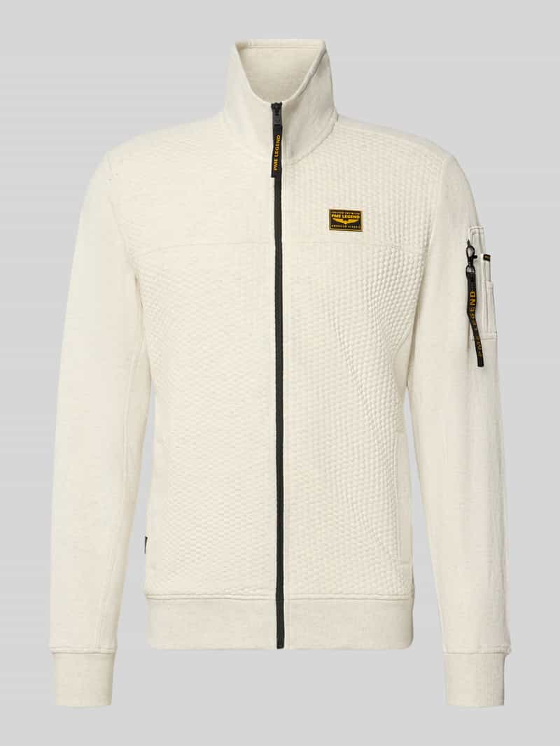 Sweatjack met opstaande kraag en labelpatch