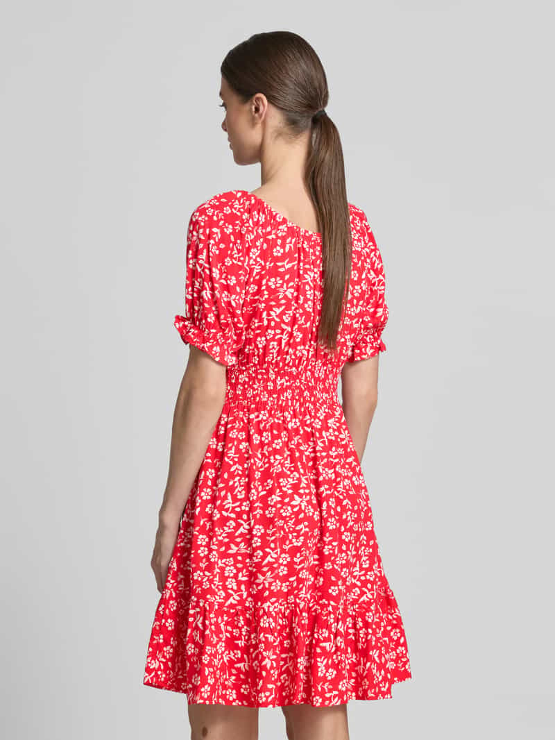 Apricot Mini-jurk van viscose met sierkwastjes en smokdetails rood, foto 2
