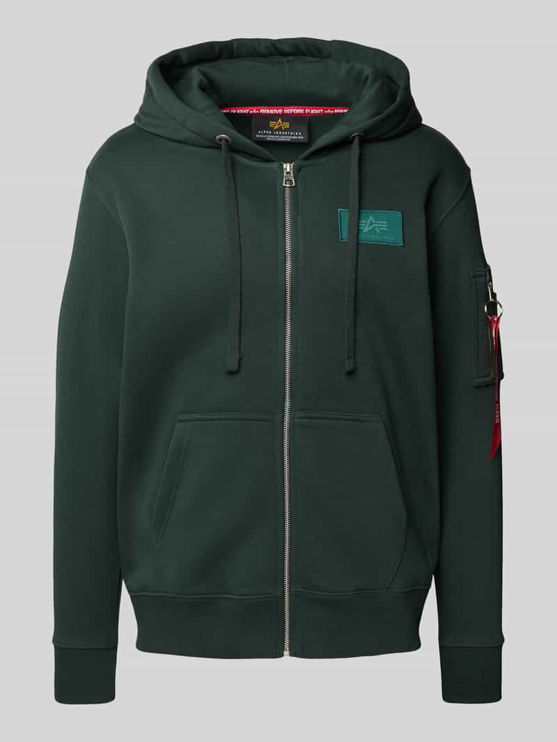 alpha industries Sweatjack met logopatch en kangoeroezak