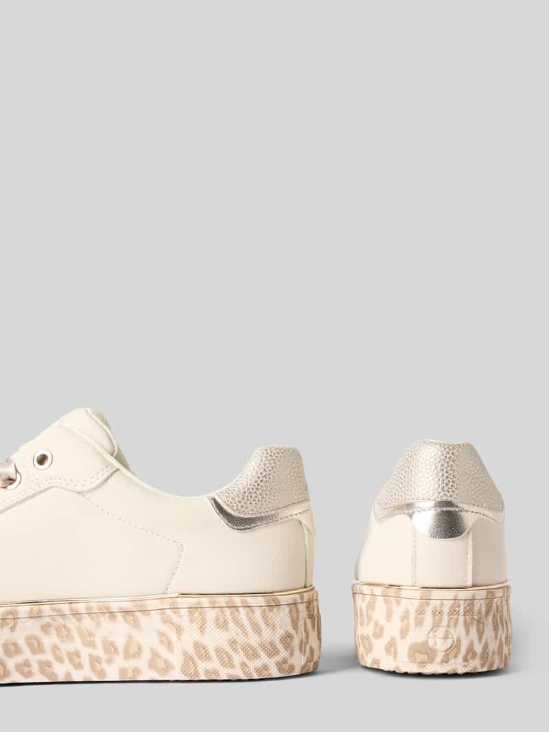 tamaris Lage sneakers van een mix van runderleer en textiel