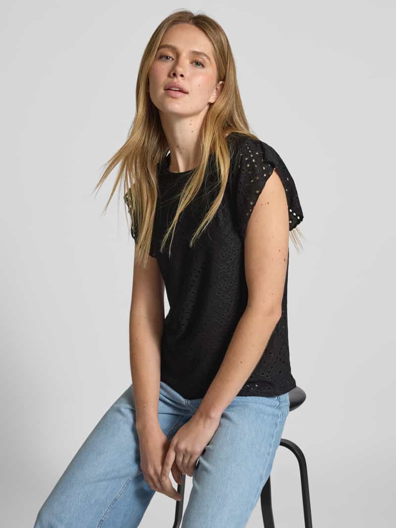 Vero Moda Regular fit T-shirt met ajourpatroon model 'TASSA'