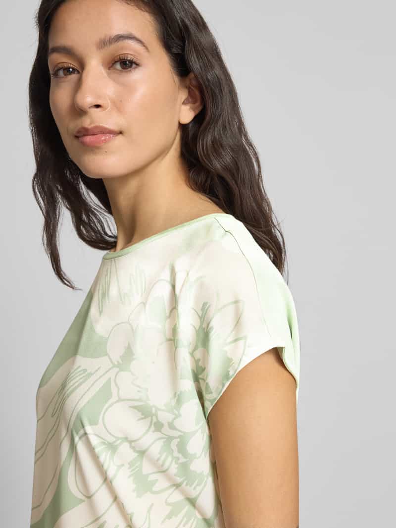 Opus T-shirt met geribde ronde hals model 'Samelie'