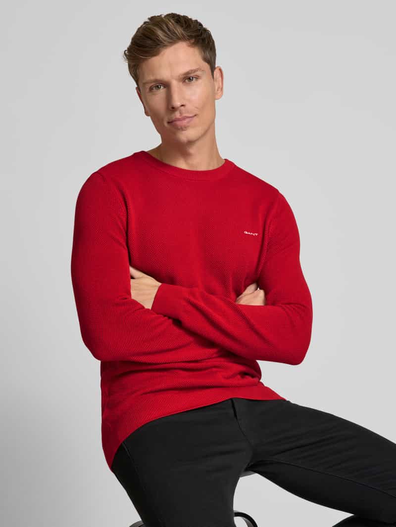 Gant Gebreide pullover met labelstitching model 'PIQUE'