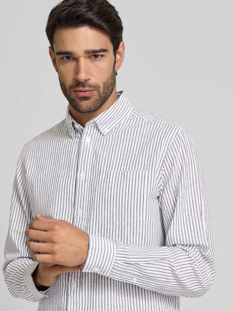 casual friday Regular fit vrijetijdsoverhemd in een mix van linnen en katoen model 'ANDREW'