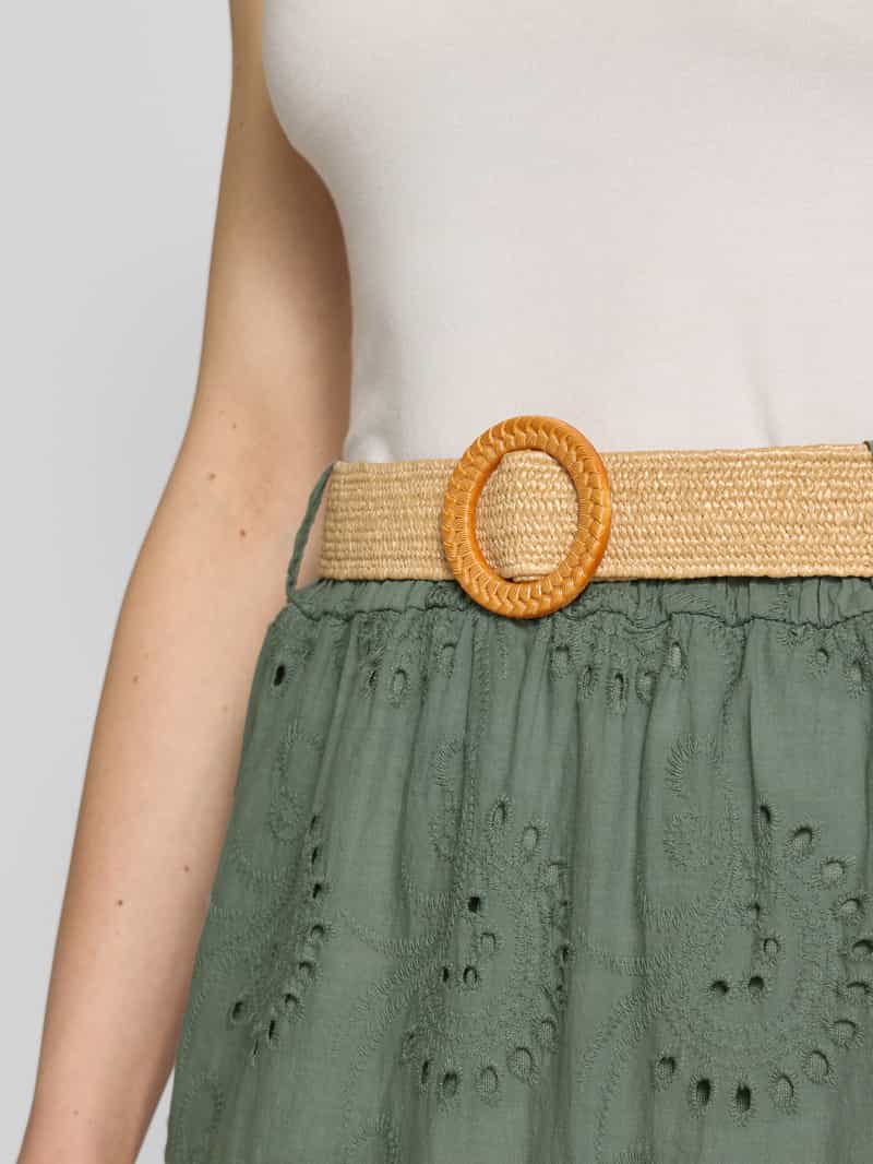 ZABAIONE Midirok met broderie anglaise en riem