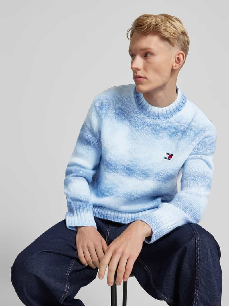 Tommy Jeans Regular fit gebreide pullover met logostitching en wol