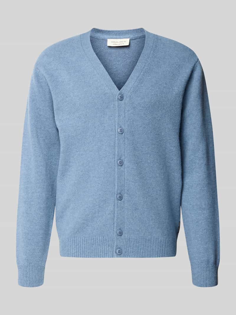 Casual friday Cardigan van wolmix met v-hals model 'KARL'
