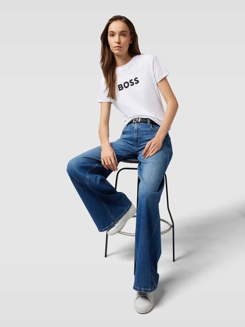 Boss Orange Regular fit T-shirt met labelprint en korte mouwen