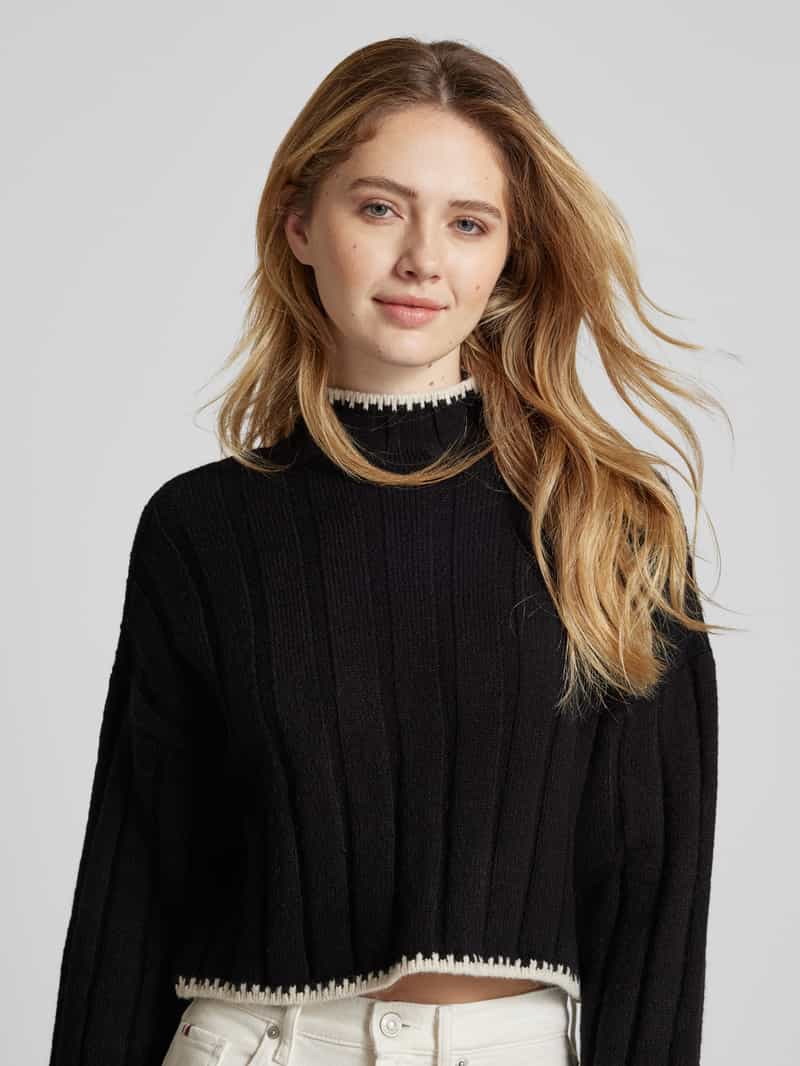 Only Gebreide pullover met geribde opstaande kraag model 'CHICK'